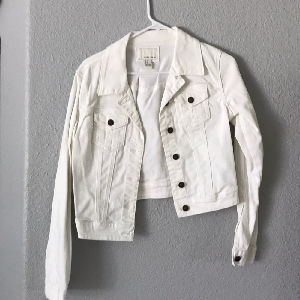 white jean jacket